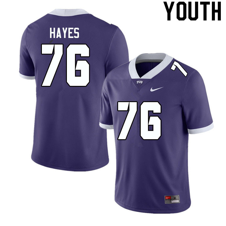 Youth #76 Garrett Hayes TCU Horned Frogs College Football Jerseys Sale-Purple - Click Image to Close
